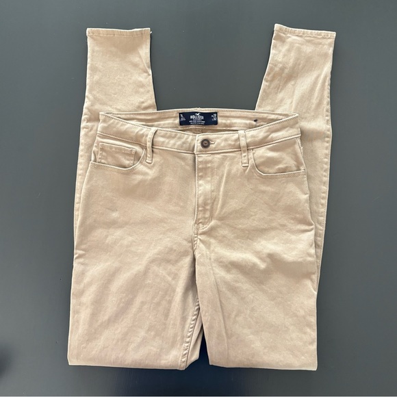 7L Hollister Mid-Rise Super Skinny beige khaki jeans denim chino NWOT - Picture 4 of 6